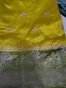 original raw mango Yellow Saree