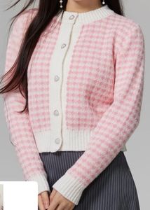 Pink Houndstooth Cardigan