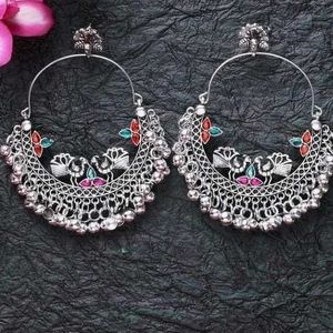 Silver Alloy Peacock Earrings