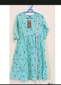 Green Long Kurti Cotton