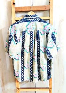 Lime Green Printed Cotton Shirt Size-42