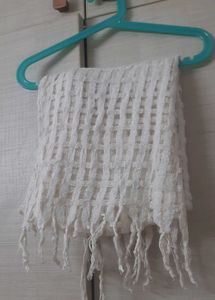 4 shawls/scarfs-blue,white,black,all netted.1brown