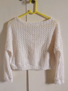 White Mesh Crop Top For Women, Medium And Small Size