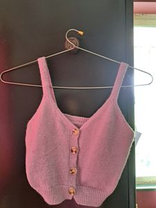Lavender woollen crop top, size-small