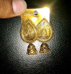 Gold Jhumka Earrings