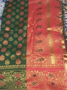 Elegant Red &amp; Green Saree