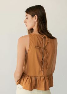 Mango Sleeveless Peplum Blouse Classic Round Neck