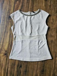 Beige Embellished Top