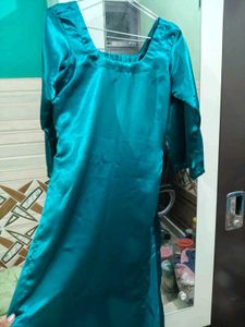Elegant Turquoise Green Ethnic Satin Suit