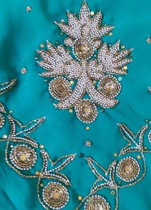 Teal Embroidered Saree