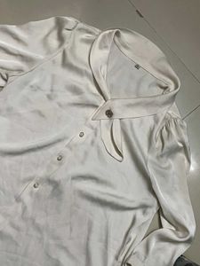 Elegant Ivory Tie-Neck Blouse