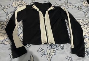 Black And White Crop Jacket