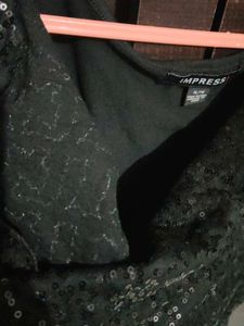 Sequin Black Long Top