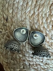 Oxidised Silver Jhumkas