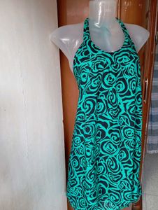 Green Floral Halter Dress