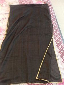 Black Dupatta With Gold Border