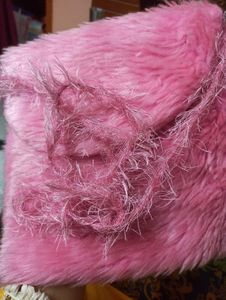 Handmade Pink Furry Sling Bag