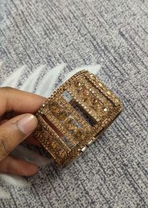 Gold-toned Rhinestone Cuff Bracelet