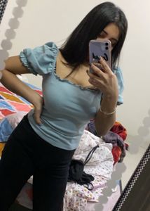 Square Puff Sleeve Top For Women