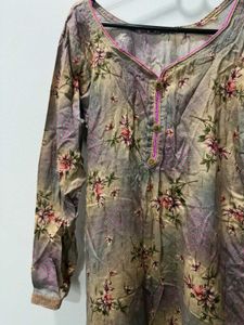 Stonework Floral Print Pant Suit