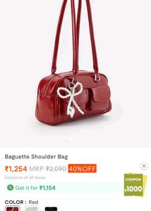 Red Handbag with Pearl Charm