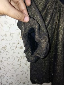 Mango Girls Metallic Bow Blouse Gold