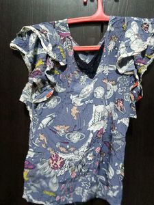 Printed Ruffle Top