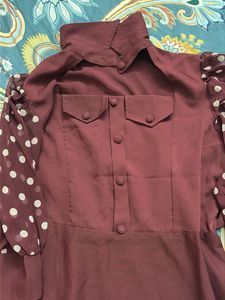 Chic Maroon Polka Dot Dress