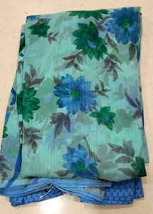 Blue &amp; Green Floral Print Fabric