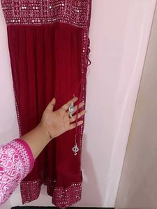 Pink Mirror Work Nayra Suit