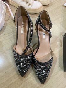 Elle Embellished Black Heels