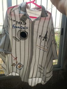 Paris Print Striped Shirt