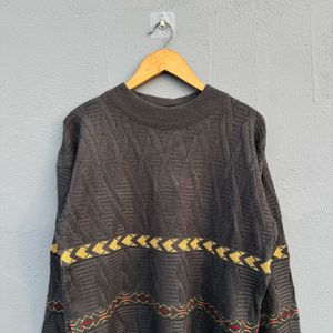 Vintage Patterned Knit Sweater