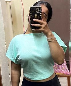 Mint Ribbed Crop Top