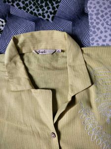 🌸Light Yellow Embroidery Top