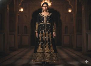 Elegant Black & Gold ethnic gown