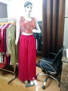 Party Wear Choli Plazzo Shrug Set