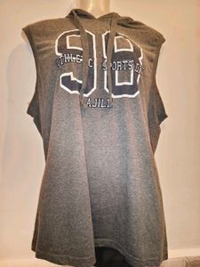 Size S/M Gray Sleeveless Hoodie T-Shirt