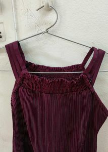 Burgundy Pleated Dress