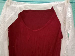 Brown And White Top For Girls