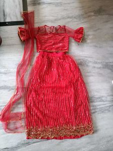 Red &amp; Gold Girls Lehenga Choli