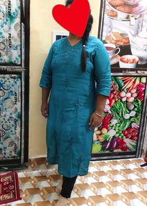 Teal Embroidered Kurti
