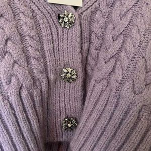 Lilac Cable Knit Cardigan