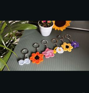 Cute Crochet Flower Keychains
