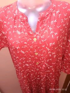 3xl Flared Red Floral Kurta