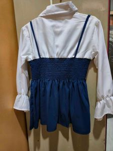White And Blue Frock Style Top