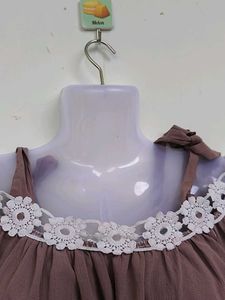 Peach Off-Shoulder Top with Lace Trim