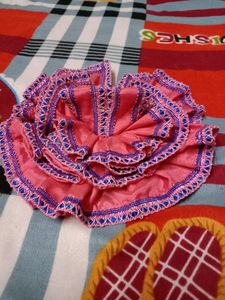 Pink Colour Dress For Laddu Gopal With Topi
