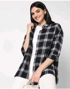 Black Shirts for Women Plaid Flannel Shirt