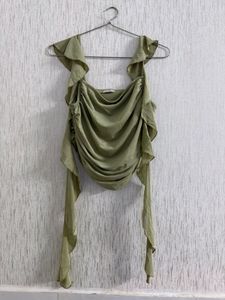 Sage Green Ruffle Top